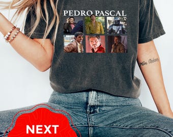 Comfort Colors Pedro Pascal Collage-T-shirt, retro Waaier-T-shirt