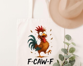 F. Caw-F Chicken Cotton Tote Bag, Funny Rooster Lover Gift
