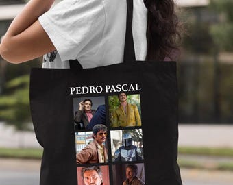 Pedro Pascal Collage Cotton Tote Bag, Fan Gift