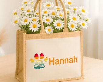 Custom Vet Tech Jute Tote Bag, Veterinary Technician Tote Bag, Personalized Vet Tech Jute Bag, Gift for Vet Tech Week, Vet Tech Tote Bag