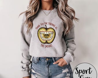 Sudadera con dientes de manzana de Magnus Archives, Sudadera con capucha "Gracias por enseñarnos", Regalo para fans de Magnus Archives, Sudadera para fans de podcasts de terror