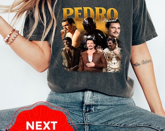 Comfort Colors Pedro Pascal Collage-T-shirt, vintage T-shirt met ventilator