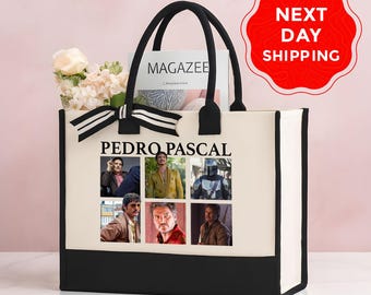 Pedro Pascal Collage Tote Bag, Canvas Fan Gift