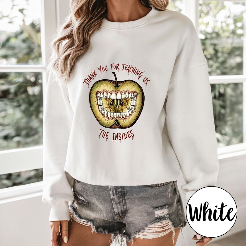 Magnus Archives Apple Teeth Sweatshirt, Tack för att du lärde oss, Gåva till Magnus Archives-fan, Skräckpodcast-fantröja bild 11