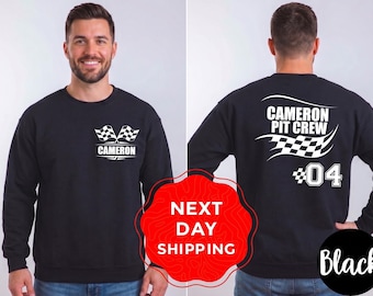 Personalized Racing Pit Crew Sweatshirt, Custom Name Motocross Gift