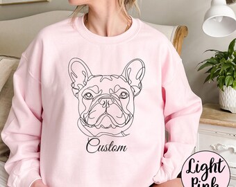 Custom Pet Portrait Sweatshirt, Minimalist Line Art Dog Lover Gift