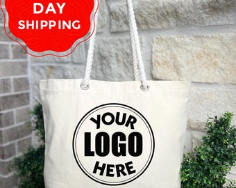 Custom Logo Canvas Tote Bag, Personalized Gift