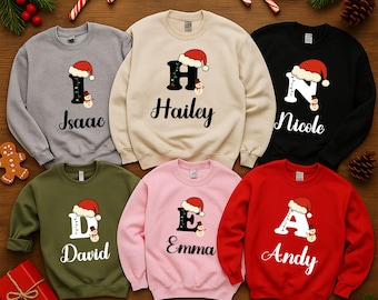 Personalized Christmas Sweatshirt, Christmas Hoodie, Family Christmas Hoodie, Famil Matching Christmas Shirt, Custom Christmas Initial Sweat