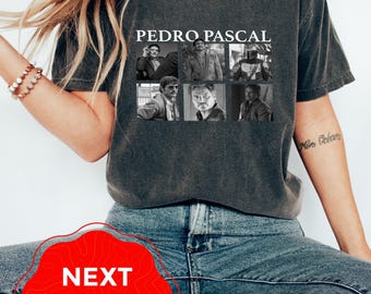 Comfort Colours Pedro Pascal collage-T-shirt, vintage stijl