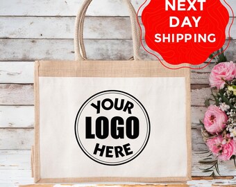 Custom Logo Jute Tote Bag, Personalized Gift