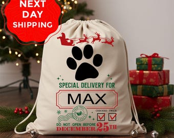Santa Sack for Christmas, Santa Sack, Christmas Gift Bag, Dog Paw Santa Sack, Christmas Gift for Dog, Custom Christmas Bag, Christmas Gift