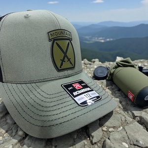 10th Mountain Division Army Hat, Leather Patch, Veteran Tactical Cap