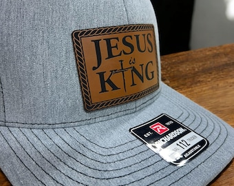 Jesus Is King Leatherette Patch Hat: Faith-Based Christian Cap, Beanie