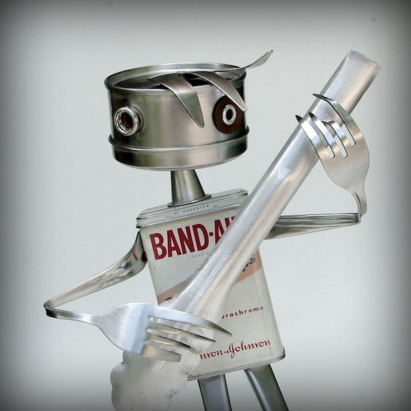 Guitar Man - recycled art sculpture - kitchen robot
