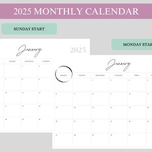 2025 Calendar 2025 Monthly Planner Landscape Simple Monthly Calendar ...
