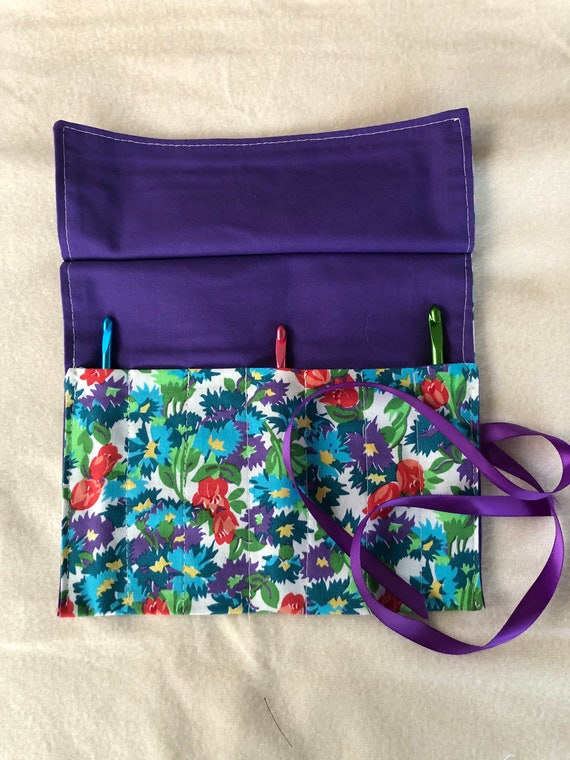Crochet Hook Case,organizer-purple Wildflowers 
