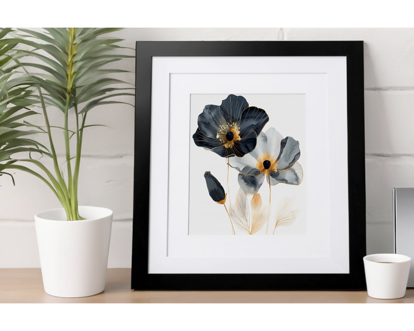 Elegant Poppy Flowers Digital Art. Printable Abstract Pressed Poppy ...