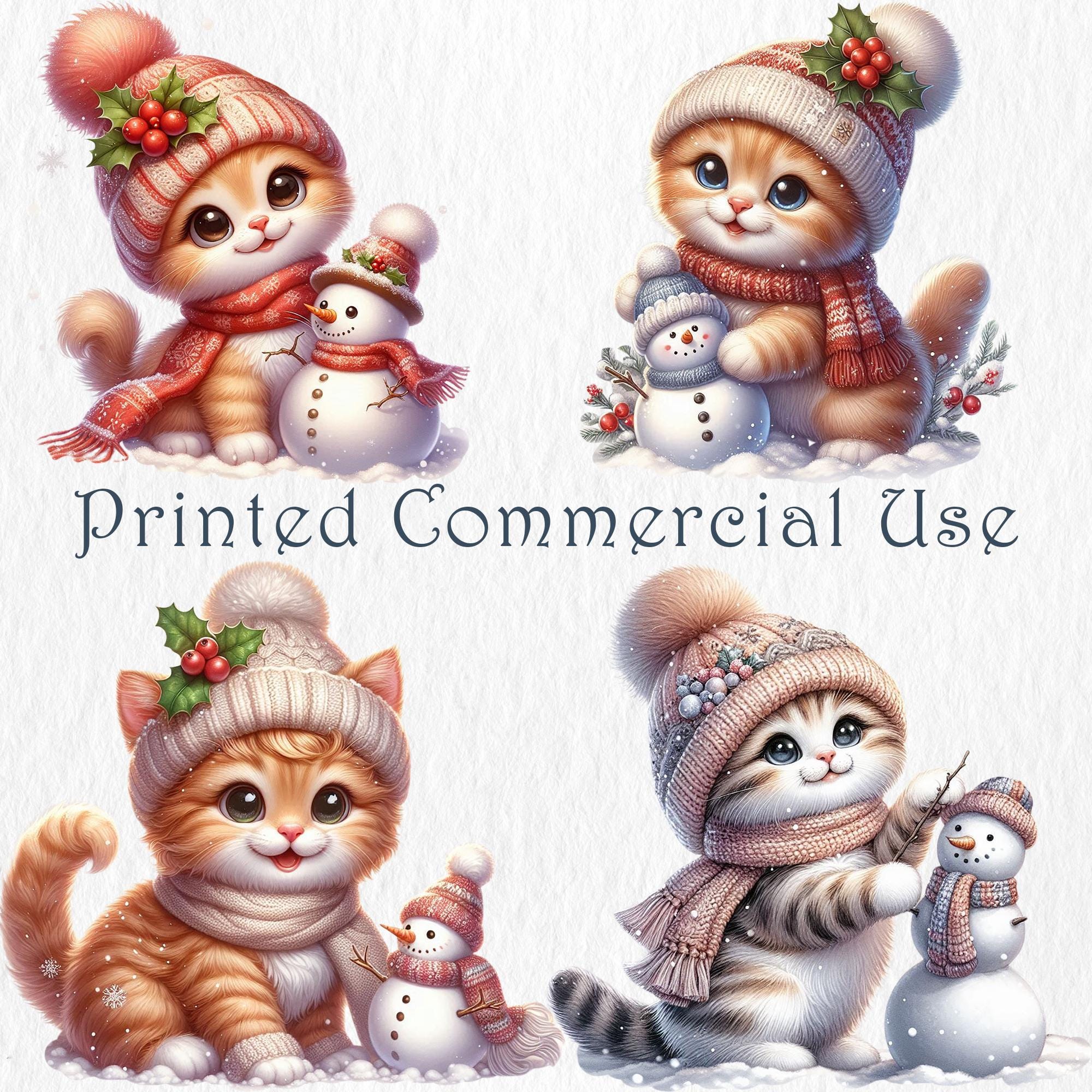 Christmas Kittens Clipart Bundle. Winter Cat 30 PNG. Holiday Kitty ...