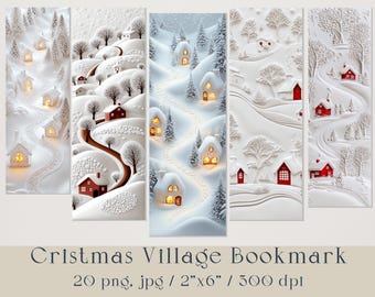 Christmas Bookmark, Winter White Village Kit - Festive DIY Holiday Bookmarks, Cozy Snowy Village Craft Kit, Perfect Christmas Gifts, Decor