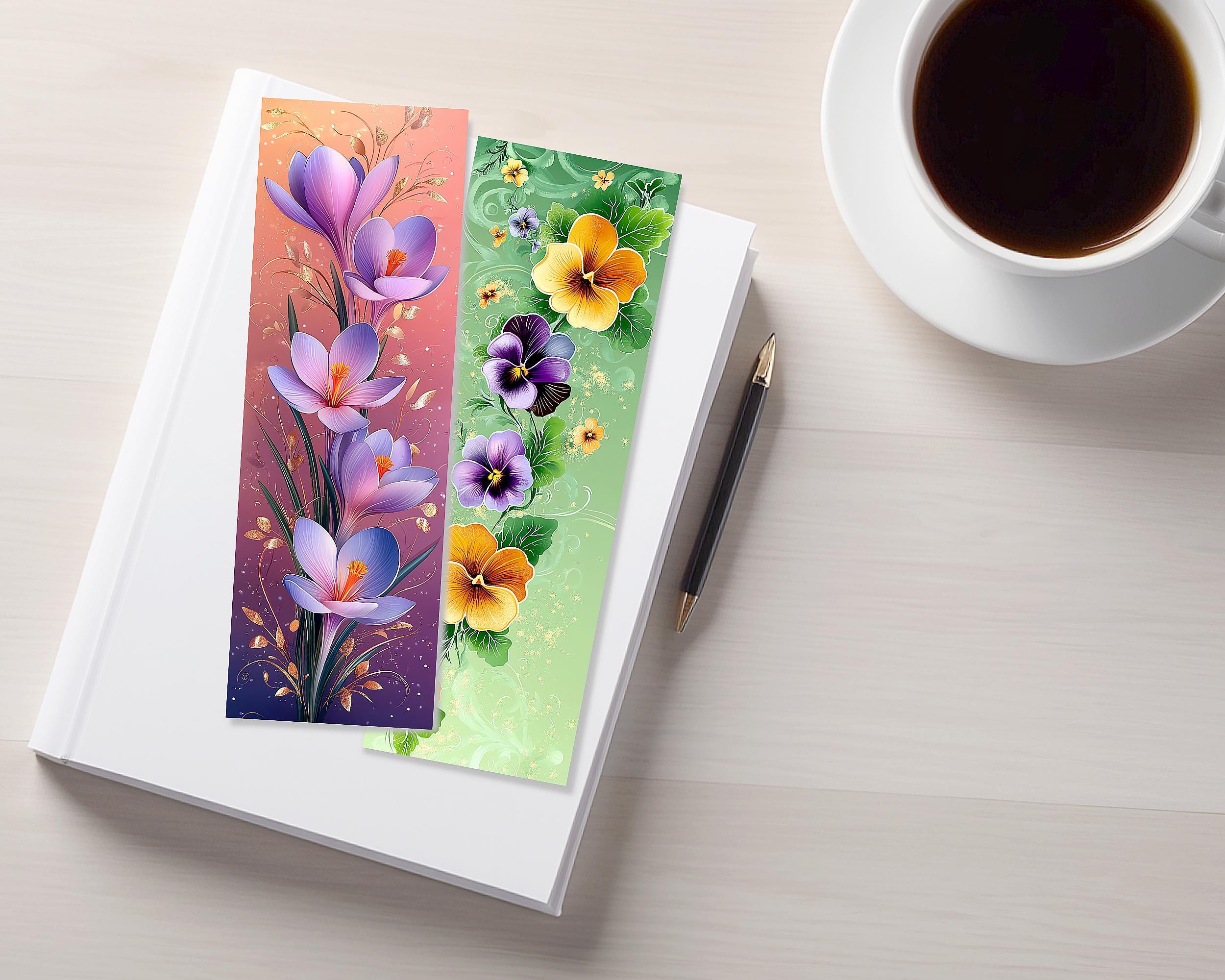 Spring Flowers Bookmarks Printable. Floral Bookmark Digital Instant ...
