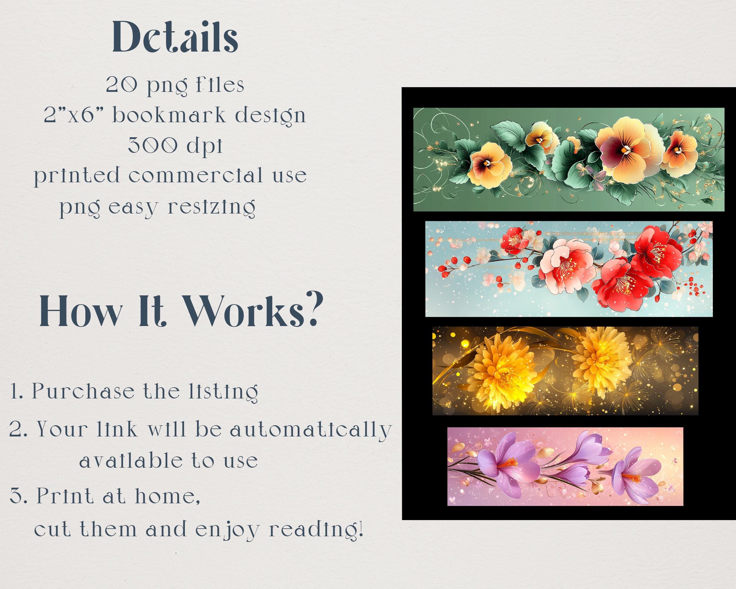 Spring Flowers Bookmarks Printable. Floral Bookmark Digital Instant ...