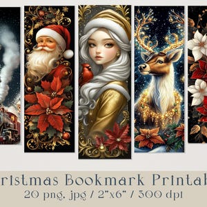 Christmas Bookmarks Printable – Festive Holiday Book Lover Gift, Bookish Accessories, Instant Download for DIY Cards, Scrapbooking & Crafts