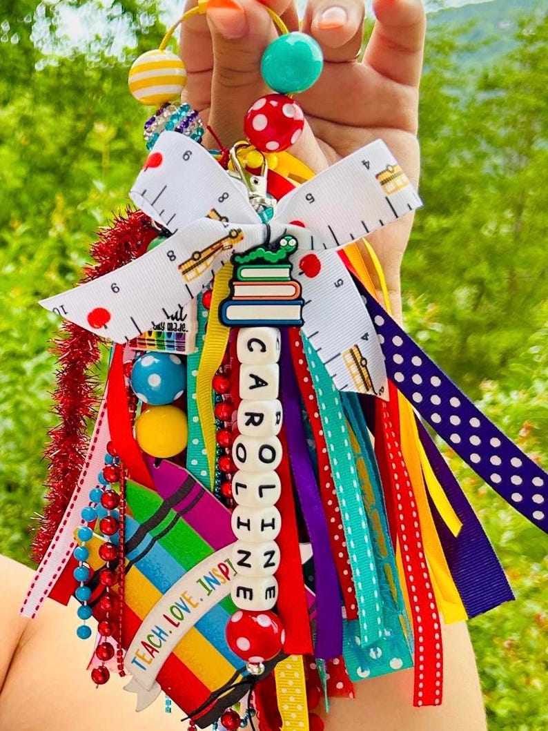 Caroline Ruler Personalized Teacher Ribbon Tassel Charm: Custom Bogg Bag Accessory - Etsy