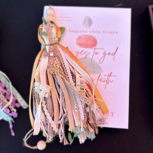 Bible Ribbon Tassel / Bookmark /Bible Charm / Personalized Gifts / Tassel Charm / Fabric Tassels / Religious Gifts / Gift / Bogg Bag Tassel