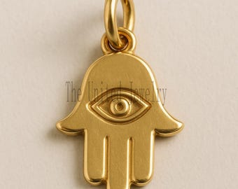Sterling Silver Hamsa Hand Pendant with Eye | Protection Jewelry | Minimalist Spiritual Charm for Necklace