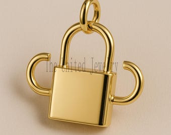 18K Gold Plated Padlock Pendant - Minimalist Unisex Charm