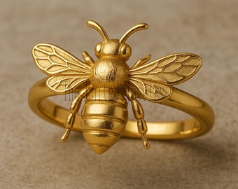 Gold Plated Sterling Silver Honey Bee Ring: Nature Jewelry