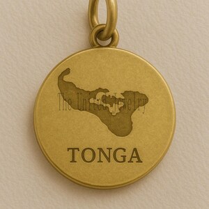 Sterling Silver Tonga Map Pendant, Engraved Country Jewelry, Travel Souvenir