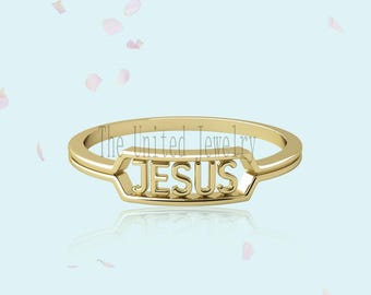 Handmade JESUS Ring 925 Sterling Silver Jewelry