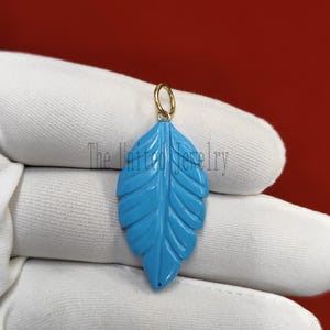 Handmade Turquoise Leaf Pendant: Gold Plated Sterling Silver Charm