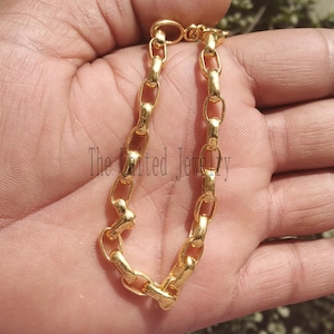 14k Gold Plated Sterling Silver Unisex Link Chain Bracelet