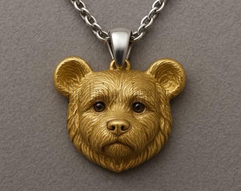 18K Gold Plated Bear Pendant: Sterling Silver Animal Spirit Necklace