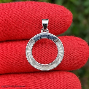 Textured Sterling Silver Round Bezel Pendant Setting - 15mm