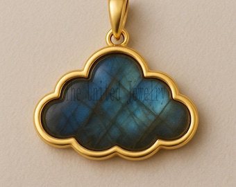Gold Plated Sterling Silver Labradorite Cloud Pendant - Handmade