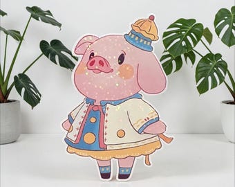 Cute Pig Sticker Sheet – Glossy Die Cut, Handmade