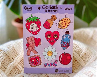 Geh zurück in die Vergangenheit - Sticker Bogen - Kawaii, Pastell, Dekorative Aufkleber - GS004