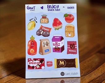Genieße den Snack - Sticker Bogen - Kawaii, Pastell, Dekorative Aufkleber - GS005