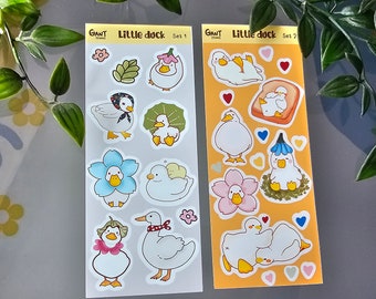 Kleine Ente Set - 15 x 6 cm Sticker Set - Kawaii, Pastell, dekorative Aufkleber