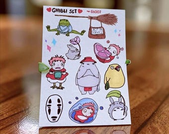Ghibli Inspired Stickers – Vinyl Decals for Planners, Laptops (A6 Sheet)