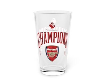 Vaso de pinta del Arsenal, campeones de la Premier League, 473 ml, regalo divertido para un jugador de fútbol.