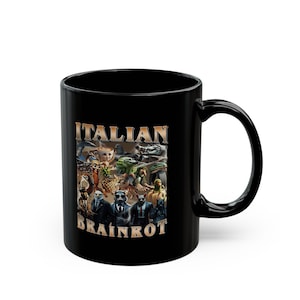 Italian Brainrot Vintage mug, Italian Brainrot Black Mug (11oz, 15oz), Brainrot Mug