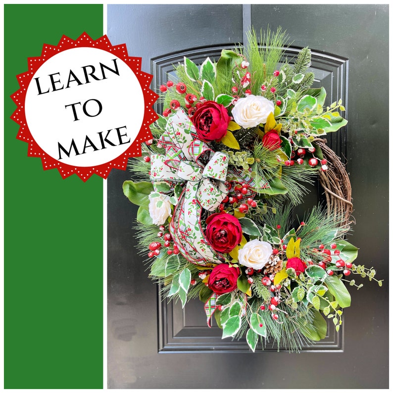 How to make a christmas wreath with peonies diy christmas door wreath