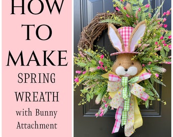 Comment faire une couronne de printemps avec un lapin, guirlande de printemps bricolage, vidéo comment faire, tutoriel de fabrication de couronne, guirlande de Pâques bricolage