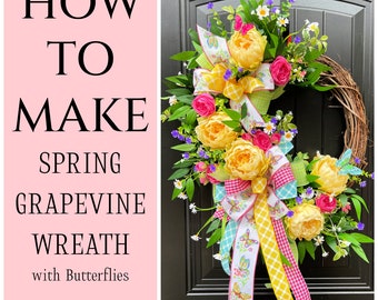 Comment faire une couronne de printemps avec des papillons, guirlande de printemps bricolage, vidéo pratique, tutoriel de fabrication de couronnes, vidéo de guirlandes bricolage