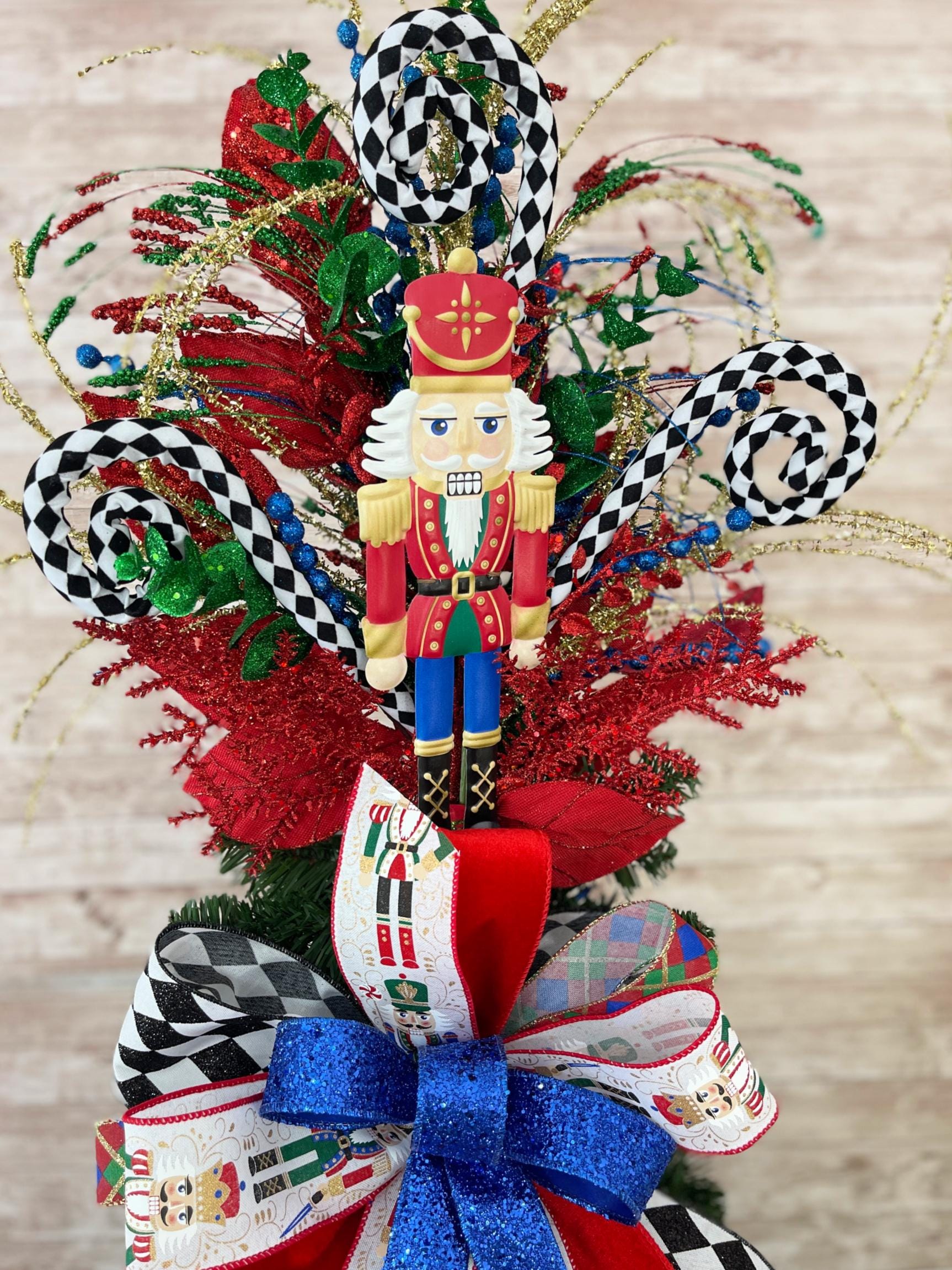 Tree Topper Bow Tutorial How to Make a Nutcracker Tree Topper, Christmas Tree Topper Bow ...