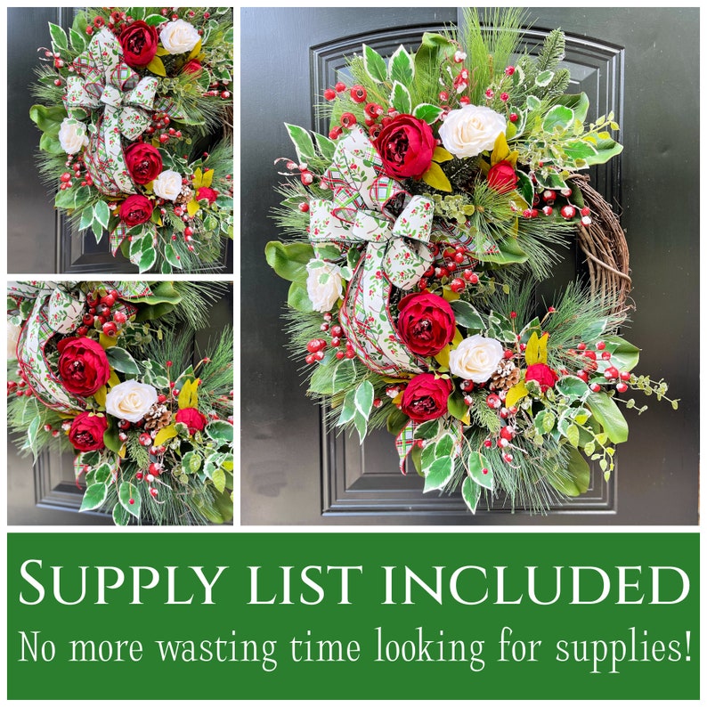 How to make a christmas wreath with peonies diy christmas door wreath